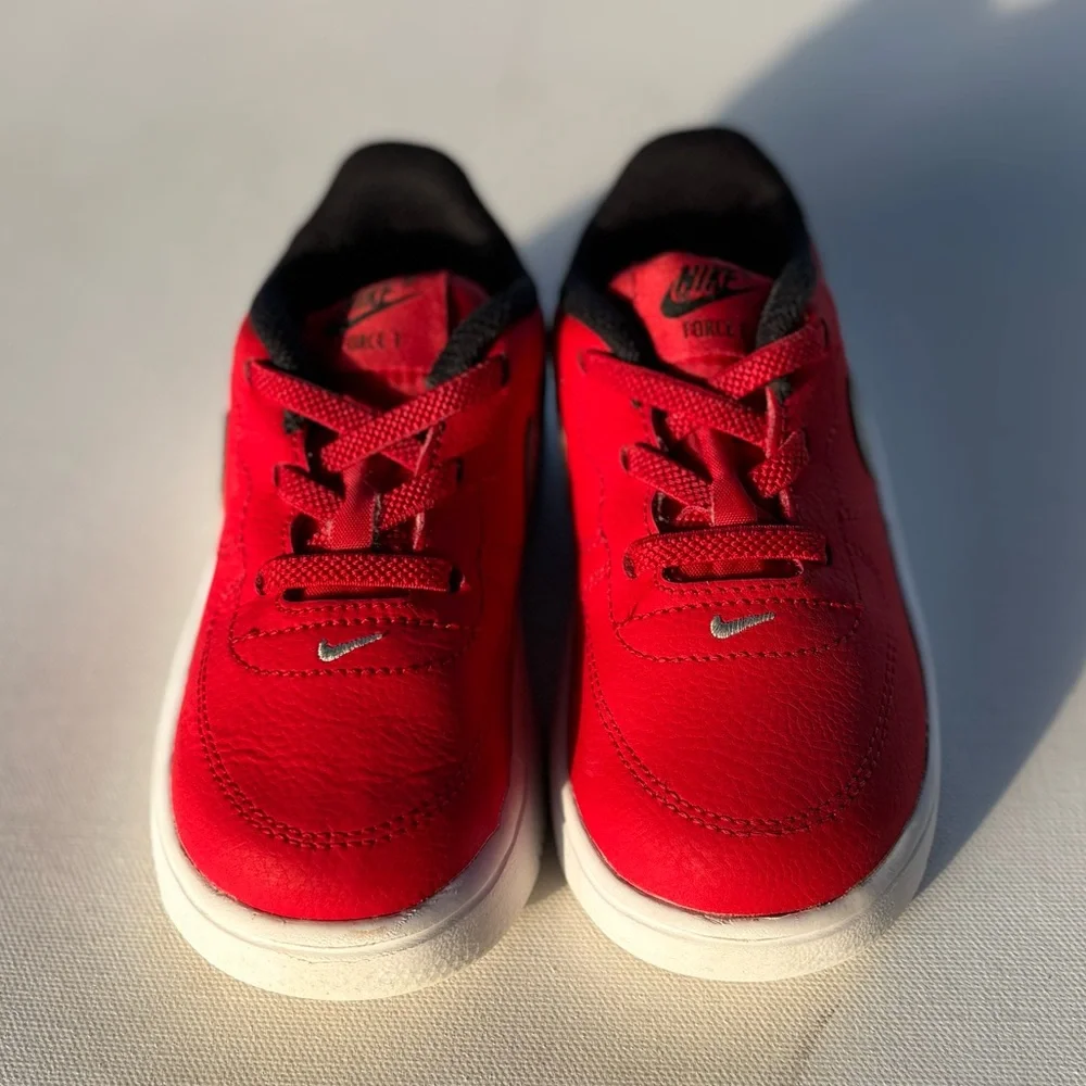 Nike Force 1 '18 (TD) Lace-Up Red Leather Trainers 905220 609 Sneakers Toddler - Picture 2 of 8